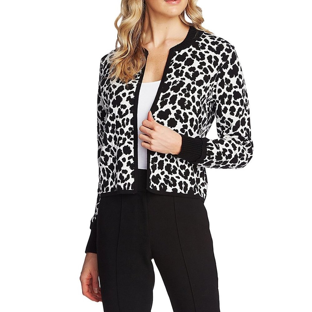 Vince Camuto White Leopard Jacquard Bolero - S